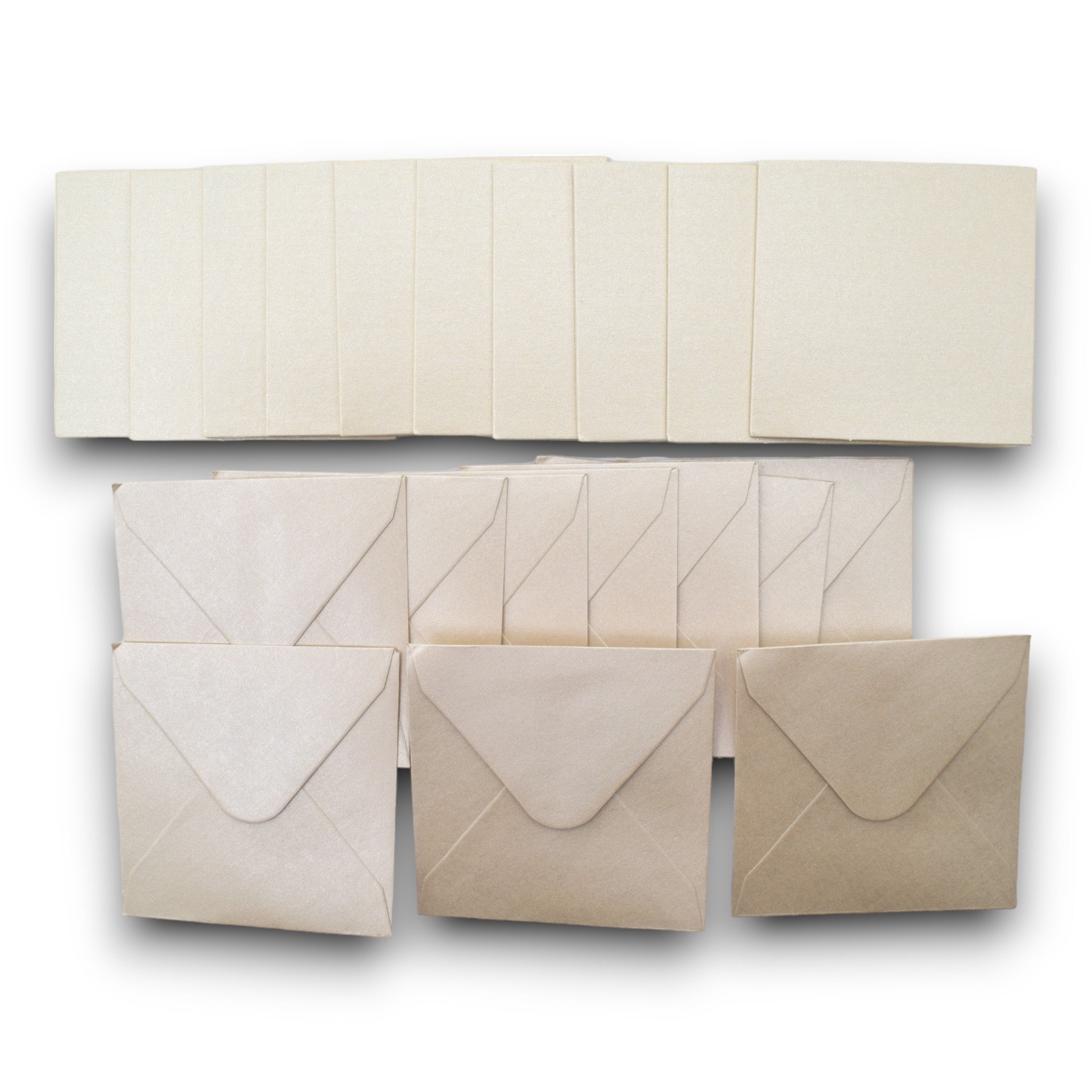 Mini 3" Ivory Pearlescent Cards & Envelopes